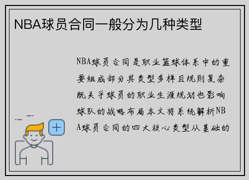 NBA球员合同一般分为几种类型